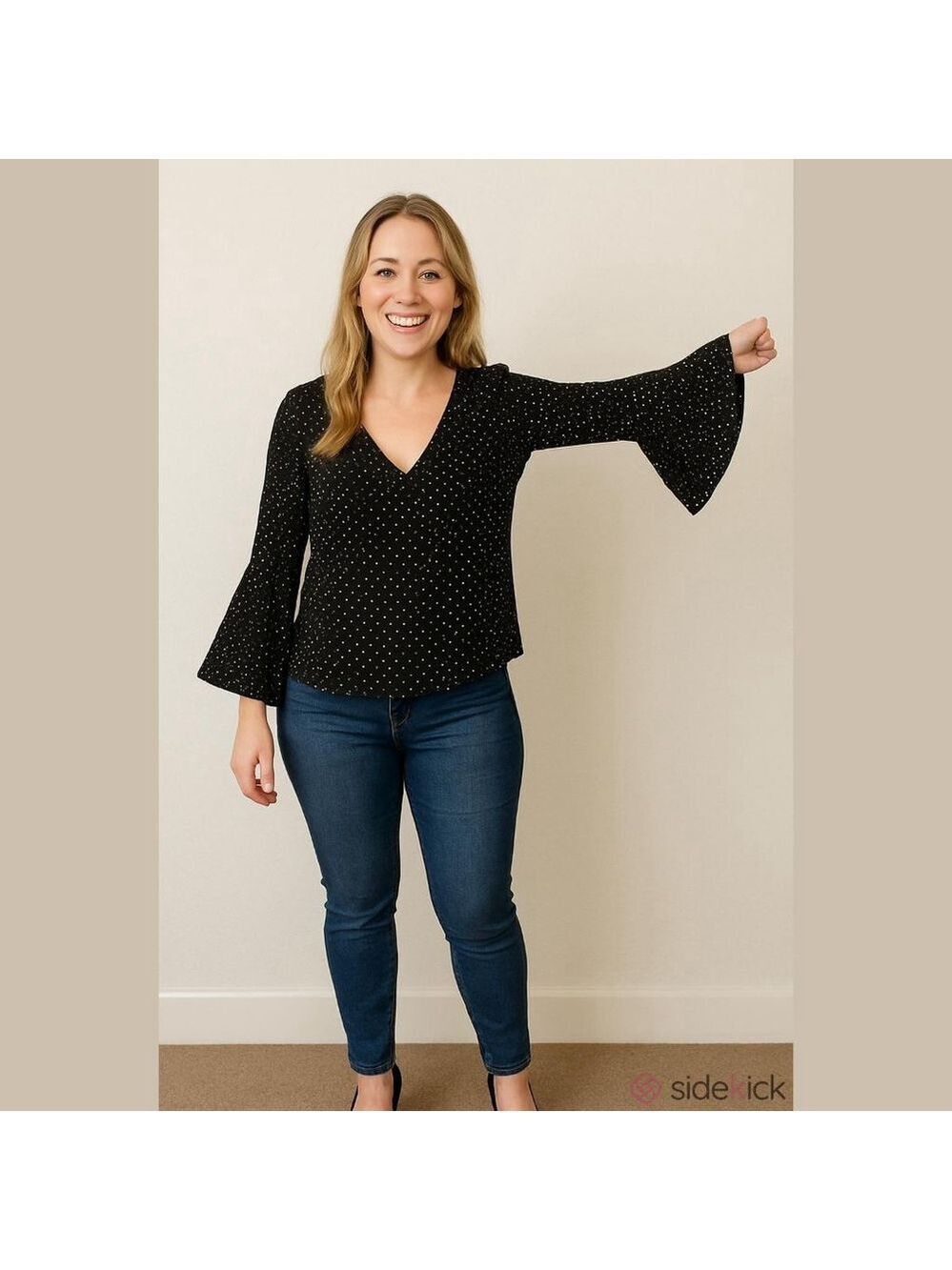 Mittoshop V-Neck Polka Dot Blouse M